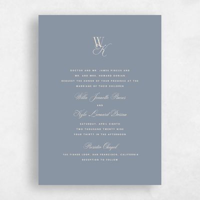 Blue Standard Wedding Invitation - Lux Portrait