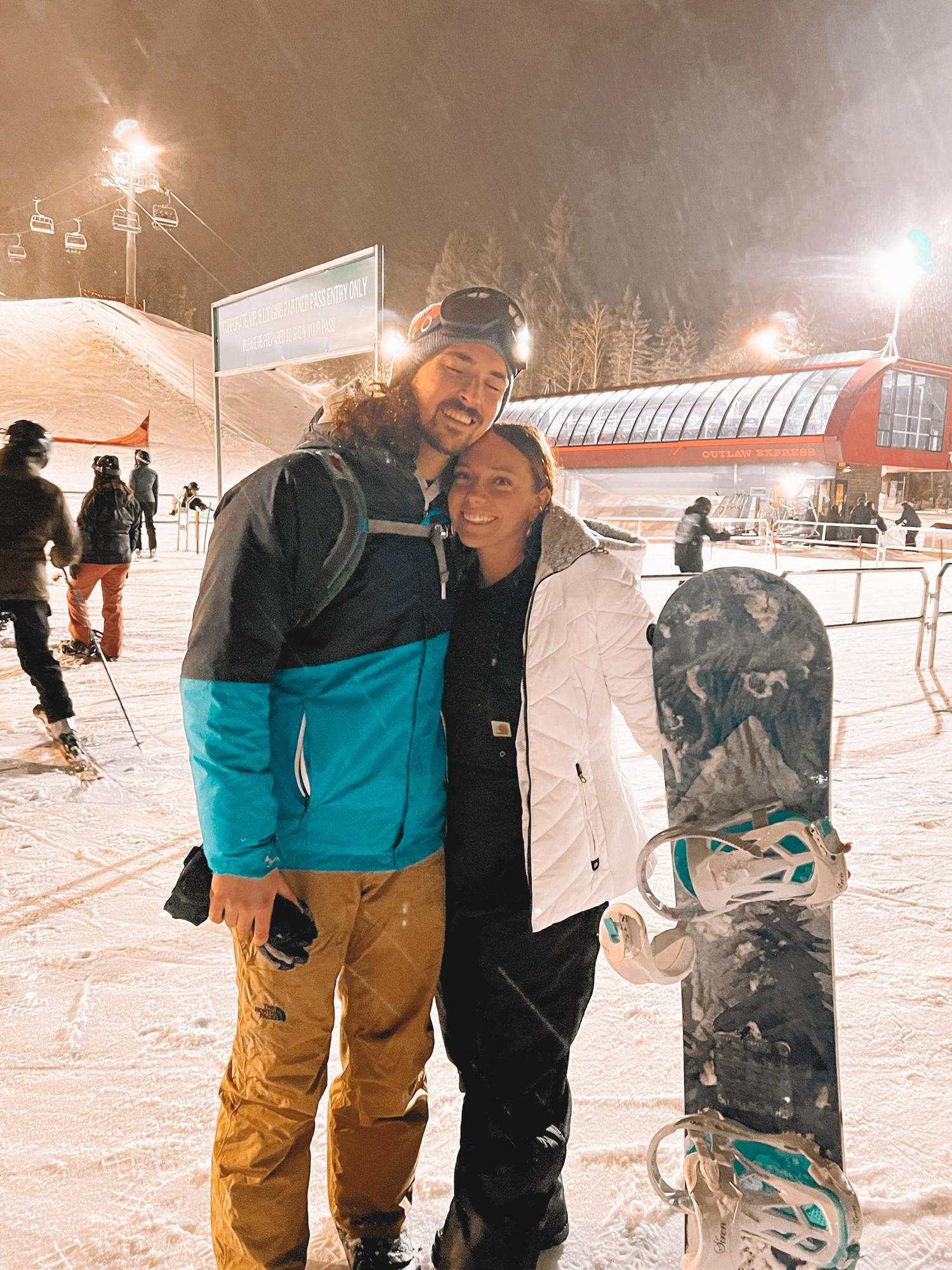 our first time snowboarding together