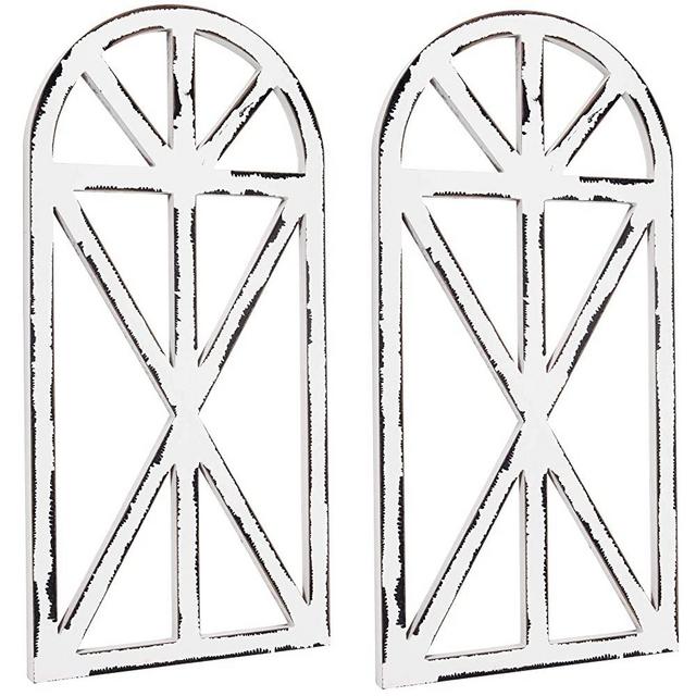 KIBAGA Beautiful Cathedral Window Frame Set of 2 – Rustic Farmhouse Wall Decor for Living Room