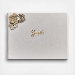 Jewelry Roll  White Gold Metallic Goatskin Leather – Graphic Image
