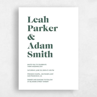 Forest, Green Wedding Invitation - Everett Type Letterpress