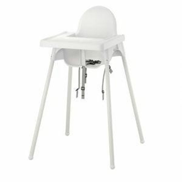 ANTILOP High chair with tray - white/white