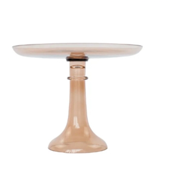 Estelle Colored Glass Cake Stand - Amber Smoke
