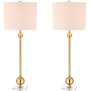 Set of 2 Table Lamps Hollis 34" Metal LED Table Lamp, Brass