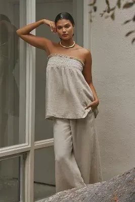 The Aubrey Strapless Linen Top