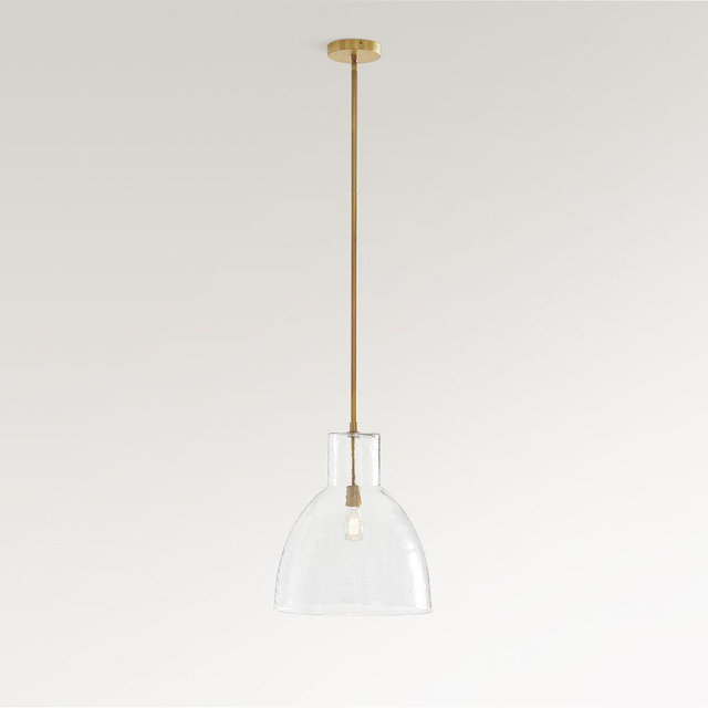 Bridget Recycled Glass 17" Pendant, Tumbled Brass, Large