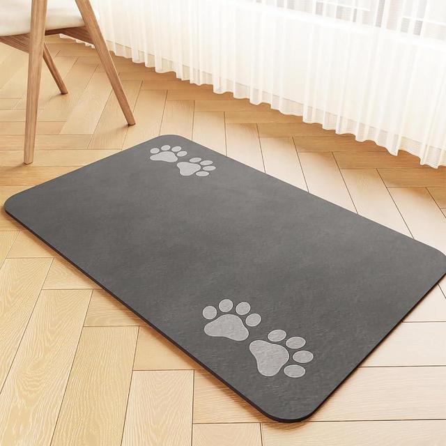 Pet Feeding Mat-Absorbent Pet Placemat for Food and Water Bowl, Dog Food Mat with Waterproof Rubber Backing, No Stains Quick Dry Water Dispenser Mat for Dog and Cat, Dark Gray-17"x27"