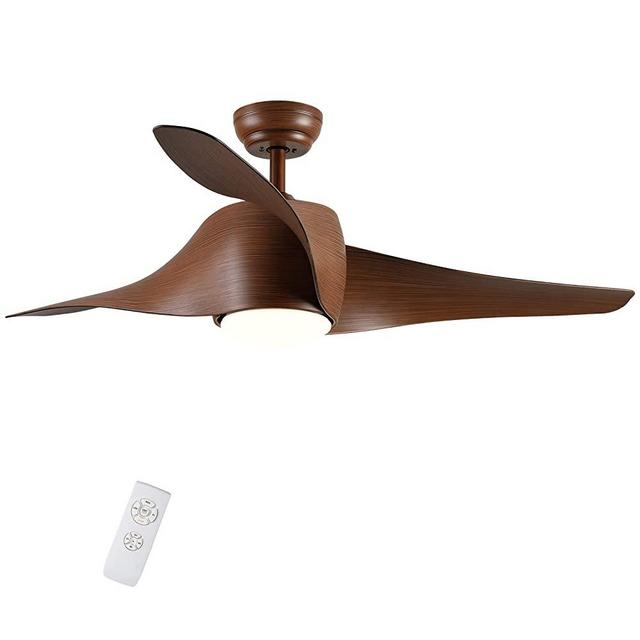 Ceiling Fan with Lights and Remote Control in Walnut Finish For Living Room Bedroom, 52 Inch Modern Led Ceiling Fan 3 Blade