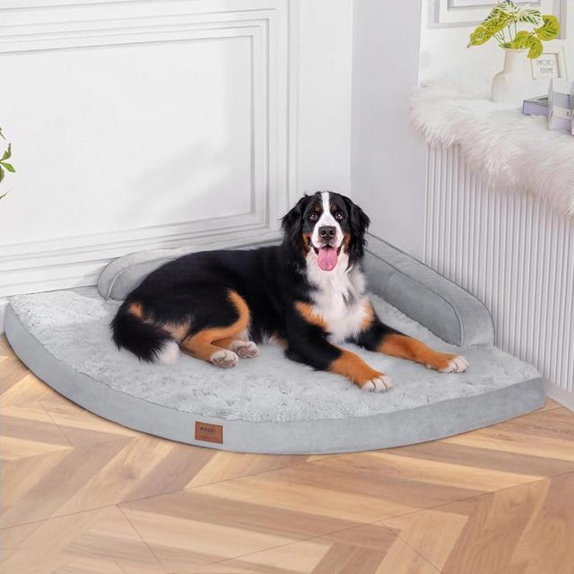 MEKIY Large Orthopedic Dog Bed with Sides XXL Dog Beds with Removable Washable Cover Non-Slip Waterproof Pet Bed for Extra Large Dogs - Grey XXL