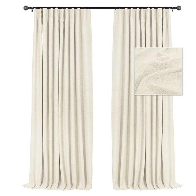 INOVADAY Cream Blackout Curtains 84 Inches Long, 100% Full Light Blocking Thermal Insulated Room Darkening Curtains & Drapes for Bedroom Living Room + 20 Curtain Ring Clips - Cream W50”xL84”