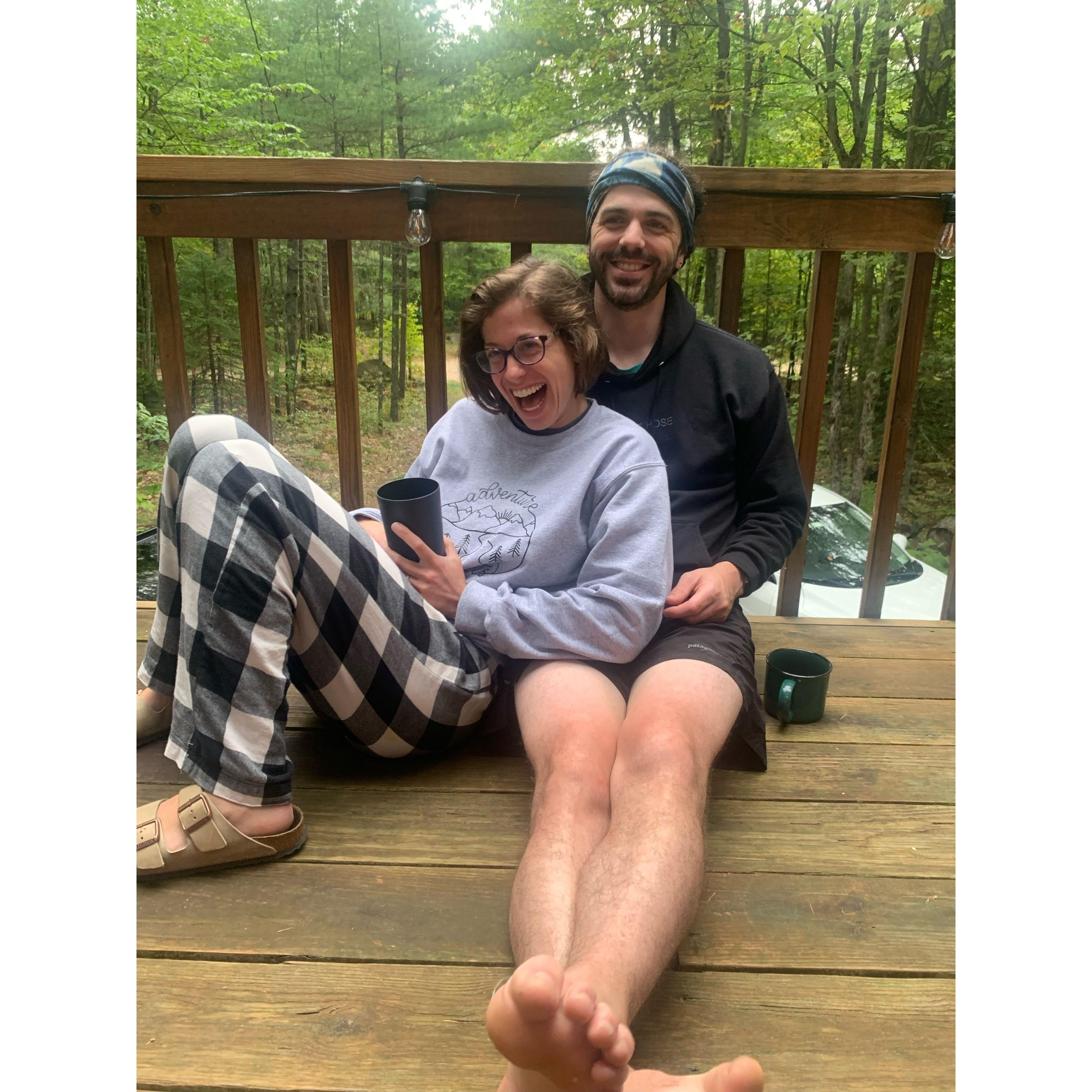Celebrating "1 year until our wedding" in the ADK