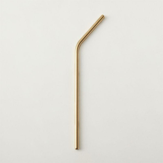 Gold Stainless Steel Straw Set of 8