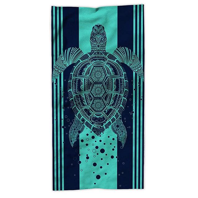 Hexagram Turtle Beach Towel,Tropical Blue Microfiber Bath Towel Sea Turtle Gift for Adults,Sand Free Quick Dry Large Pool Towels 31" x 63" Oversized Towels for Yoga