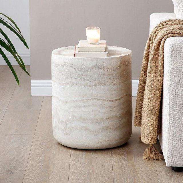 15.74 inch Faux Mars Marble Pattern Coffee Tables for Living Room Round Tea Table for Living Room, No Need Assembly (Mars, 15.74)