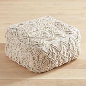 Ivory Macrame Pouf