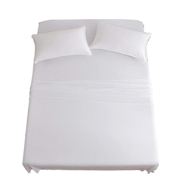 NianEr Luxury Soft Stretchy Silky Smooth Knitted Cooling Bedding Sheet Sets for Hot Sleepers Zipper Pillowcases 16 Inch Deep Pocket Bed Fitted Sheet, 4 Peices, King, White