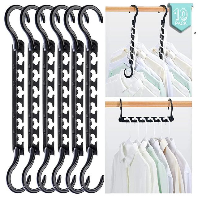Smartor Thicken Space Saving Hangers for Clothes,Magic Hangers Easy Save Triples Closet Space,Collapsible Hangers for Small Apartment Organization Storage,Multi Hanger-Space Saver Hangers—10Pcs