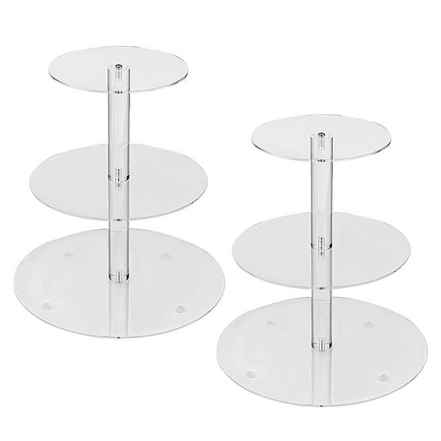 2 Sets of 3 Tier Cupcake Stand, Round Acrylic Cupcake Tower, Serving Stand Display Dessert Cookie Candy Buffet Holder for Home Tea Party, Wedding, Baby Shower