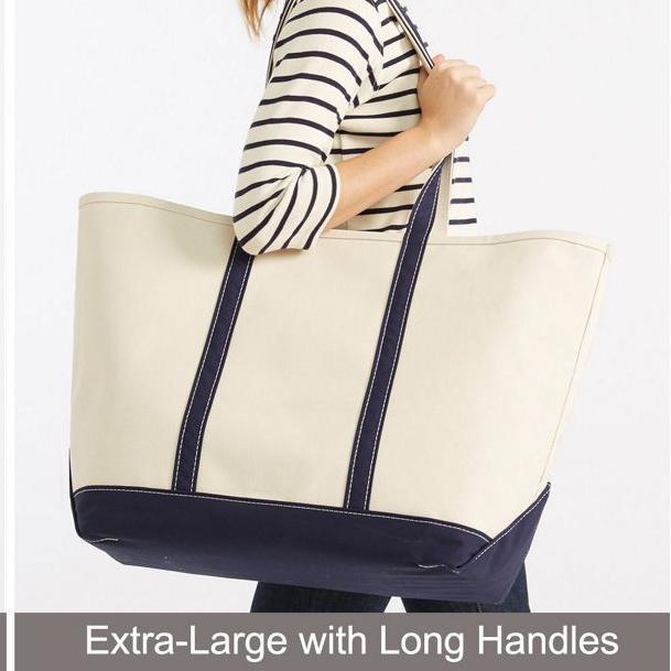 Boat and Tote, Open-Top | Black | Extra-Large with Long Handles | Monogram W in Black