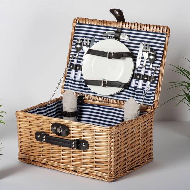 Providence Woven Picnic Basket, Set for 2 - Honey Willow