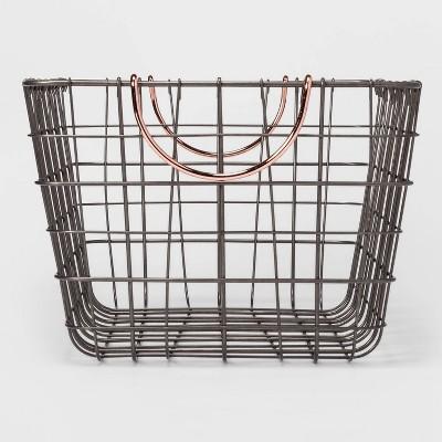 Wire Basket With Gray Finish And Copper Handle 16"X11"X8" - Threshold™