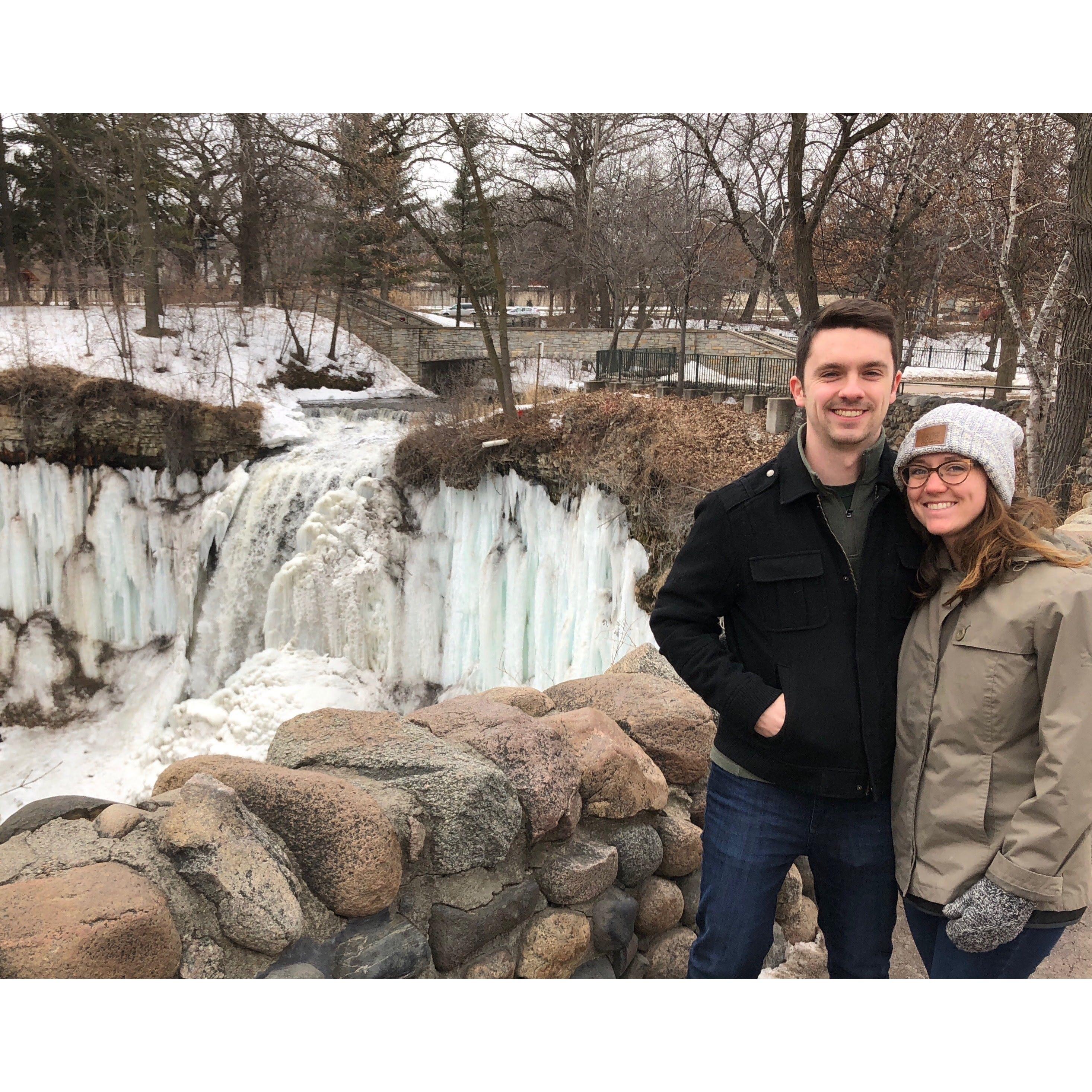 Lucy's first visit to Minneapolis after Christian moved, featuring the frozen Minnehaha waterfalls.