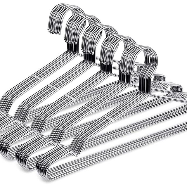 Fayleeko Wire Hangers 50 Pack Coat Hangers Strong Heavy Duty Stainless Steel Metal Hangers 16.5 Inch Ultra Thin Space Saving Clothes Hangers