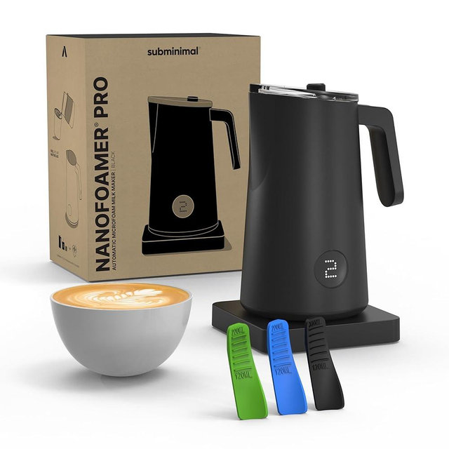 Subminimal NanoFoamer Pro Gen-2 – Revolutionary Hands-Free Microfoam Milk Maker for Cafe-Quality Foam, Coffee Bar Accessories for Dairy & Plant-Based Milk, Perfect Coffee Gifts – US Plug Type