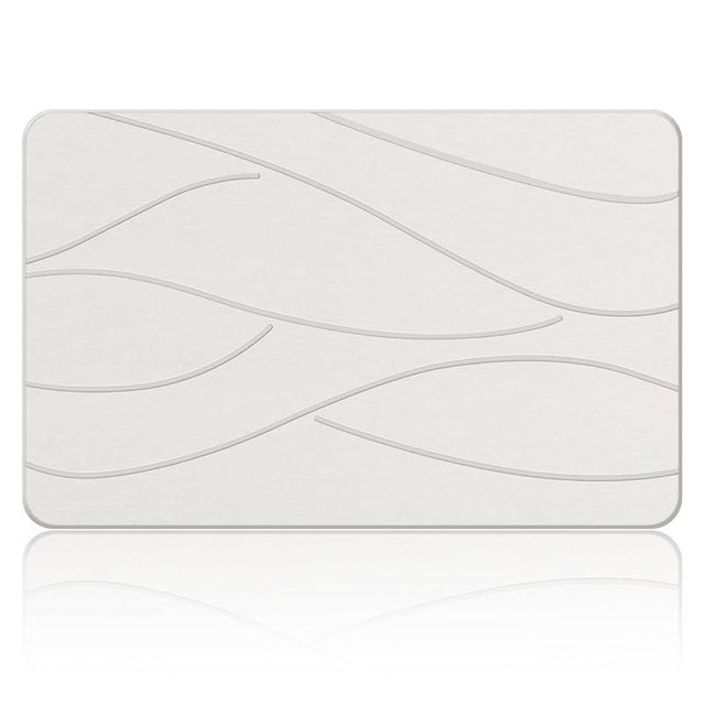 Veeloim Stone Bath Mat Diatomaceous Earth Shower Mat Non-Slip Super Absorbent Diatomite Stone Bath Mats for Bathroom Floor Quick Drying Natural Easy to Clean(23.6''×15.4" White)