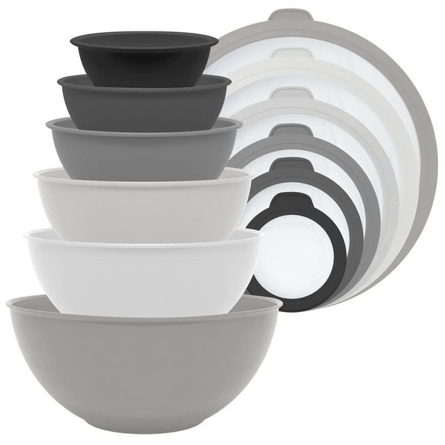 Gourmet Home Products 12 Piece Nested Polypropylene Mixing Bowl Food Storage Set with Lids - Multi