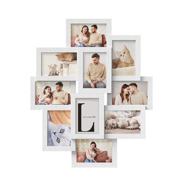 SONGMICS Collage Picture Frames, 4x6 Picture Frames Collage for Wall Decor, 10 Pack Photo Collage Frame for Gallery, Multi Family Picture Frame Set, Glass Front, Assembly Required, Cloud White