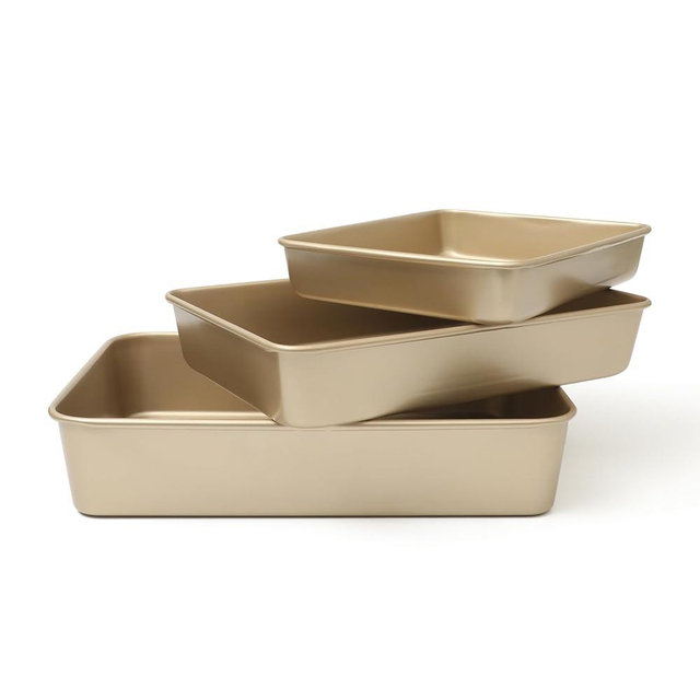 Martha Stewart Gallen 3-Piece Cookie Sheet Set – 13", 15", 17" Baking Pans, Ceramic Nonstick, PFA-Free, Carbon Steel, Champagne – Oven Safe to 450°F, Warp-Resistant, Easy to Clean - Taupe