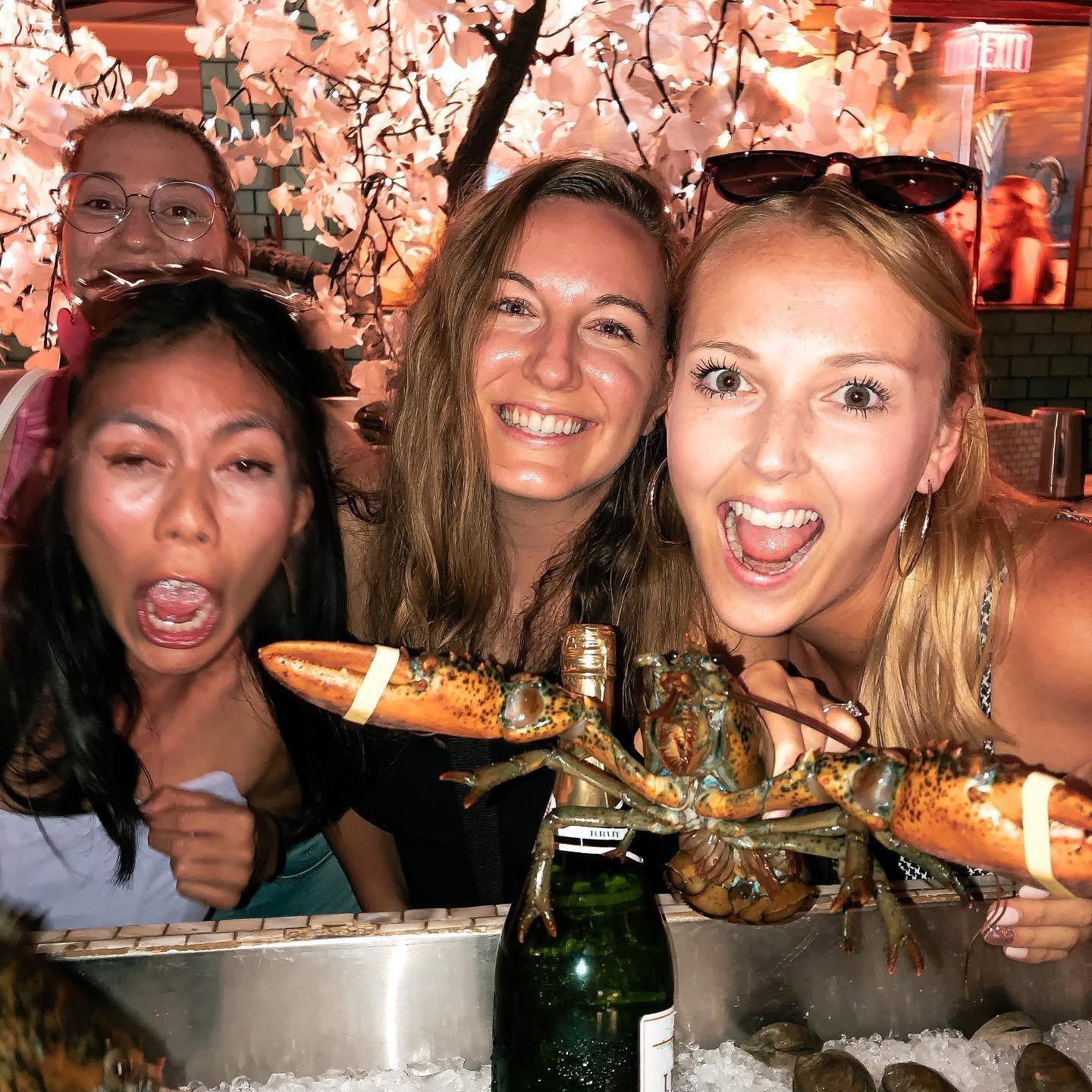 Eliza (Maid of Honor) did NOT like the lobsters! Brook (Bridesmaid)