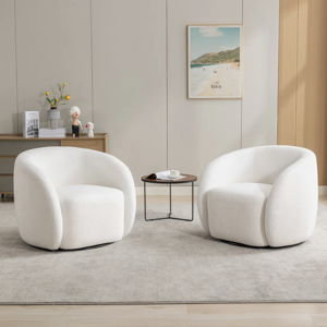Katherline Upholstered Swivel Armchair (Set of 2) - White