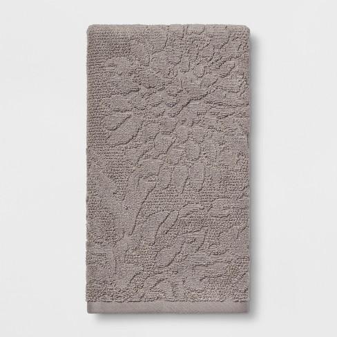 Tonal Gray Sculpted Floral Bath and Hand Towel - Threshold™
