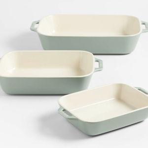 Staub Eucalyptus Green Rectangular Baking Dishes, Set of 3 + Reviews | Crate & Barrel