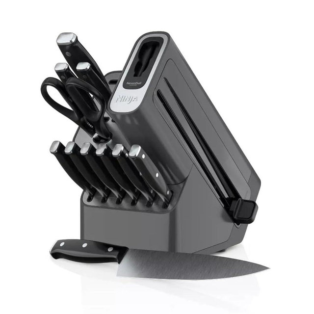 Ninja NeverDull Essential 12 Piece Knife System with Built in Sharpener - K12012 - High Carbon Stainless Steel, Hand Wash