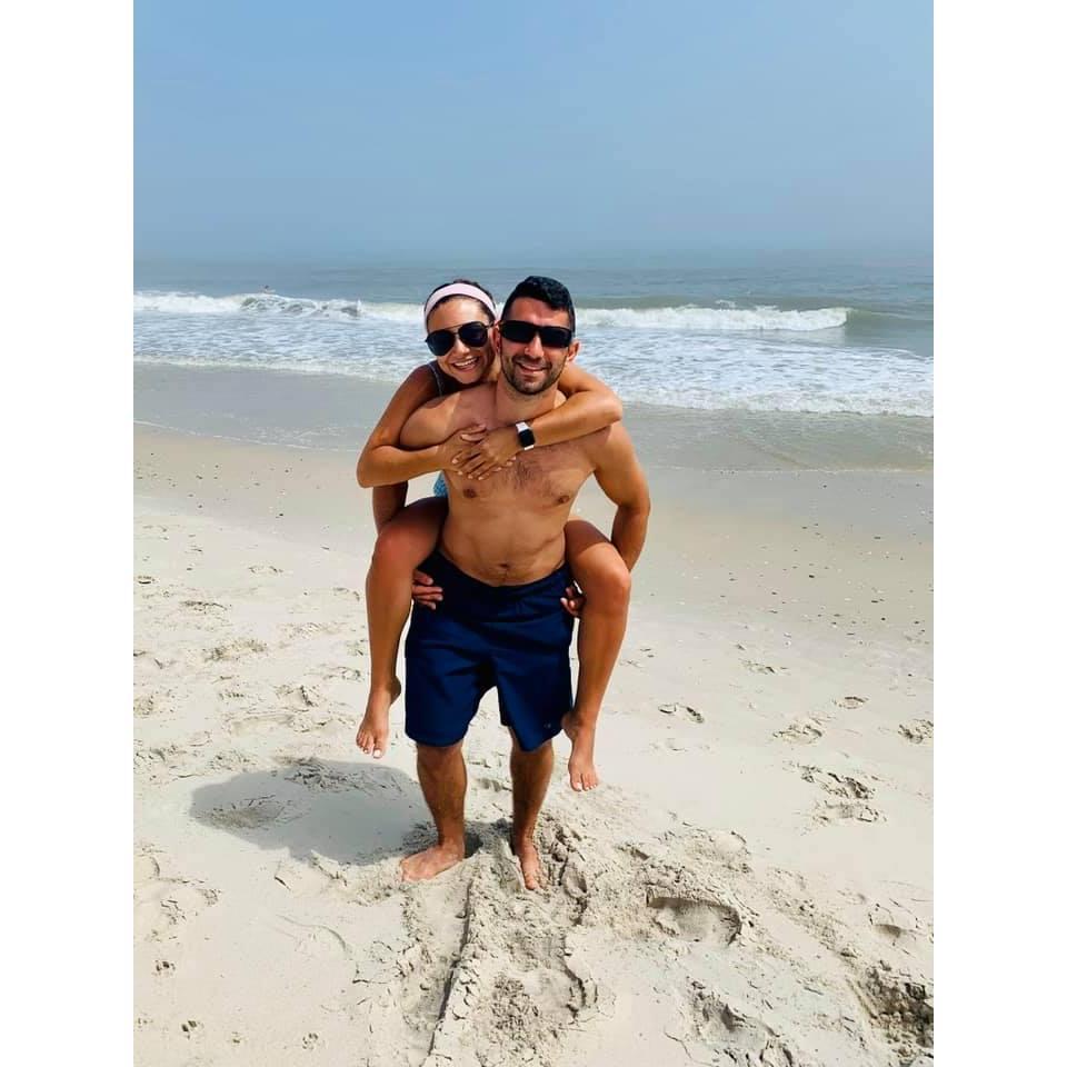 On the beach with Emilee's family in Cape May, NJ