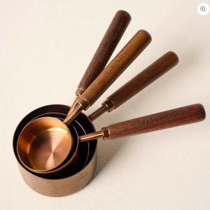 Walnut and Copper Measuring Cups