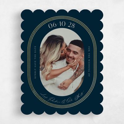 Blue Scalloped Wedding Save the Date - Tatum Photo Foil