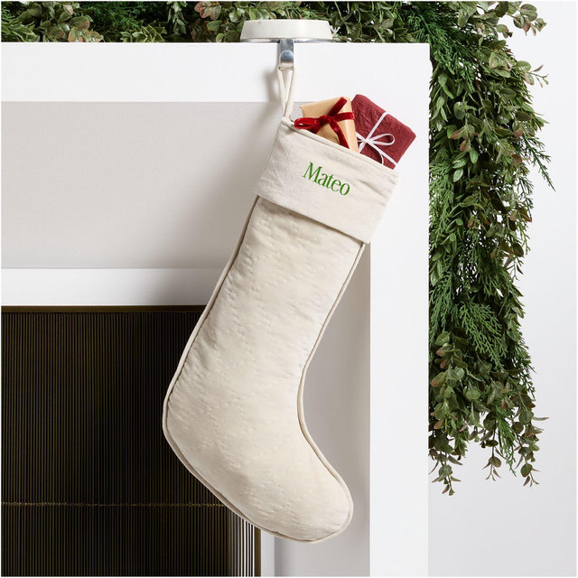 Personalized Ivory Quilted Velvet Christmas Stocking