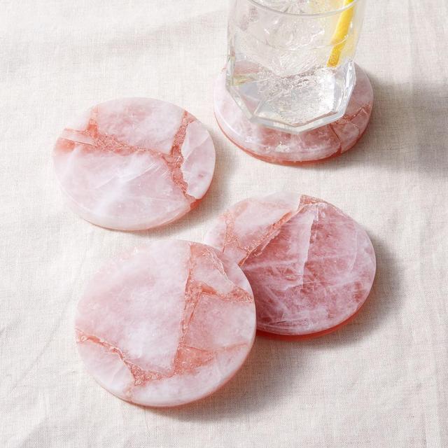 Stone Quartz Coasters, Rose, Set of 4