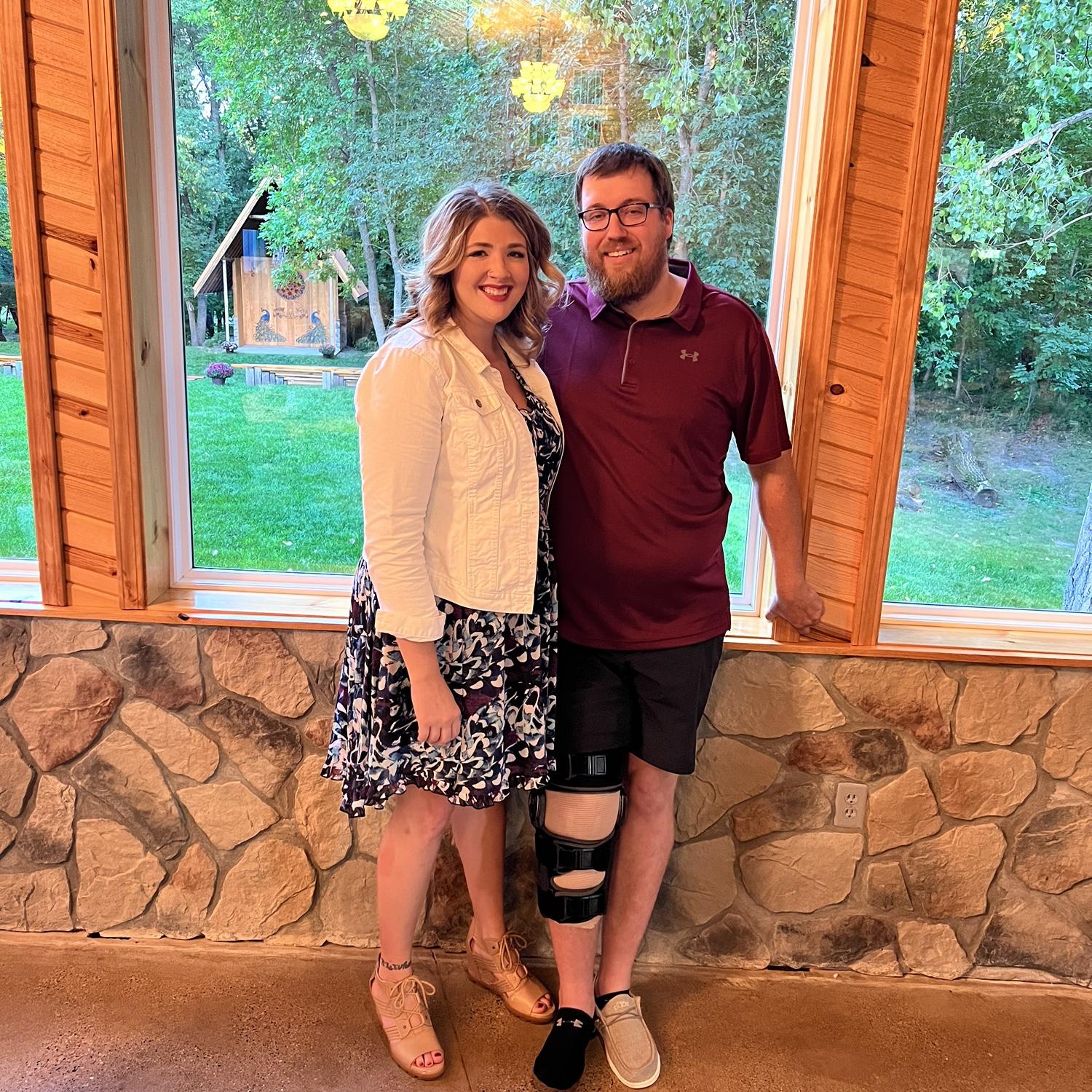 Cleaned up for a wedding - this was two weeks after John’s ACL repair.