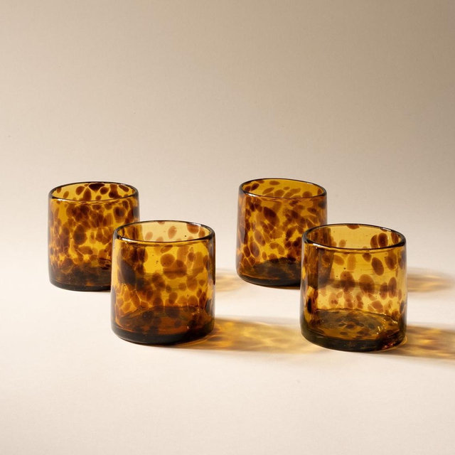 Tortoiseshell - Short Set of 4 - Recycled Handblown Glassware