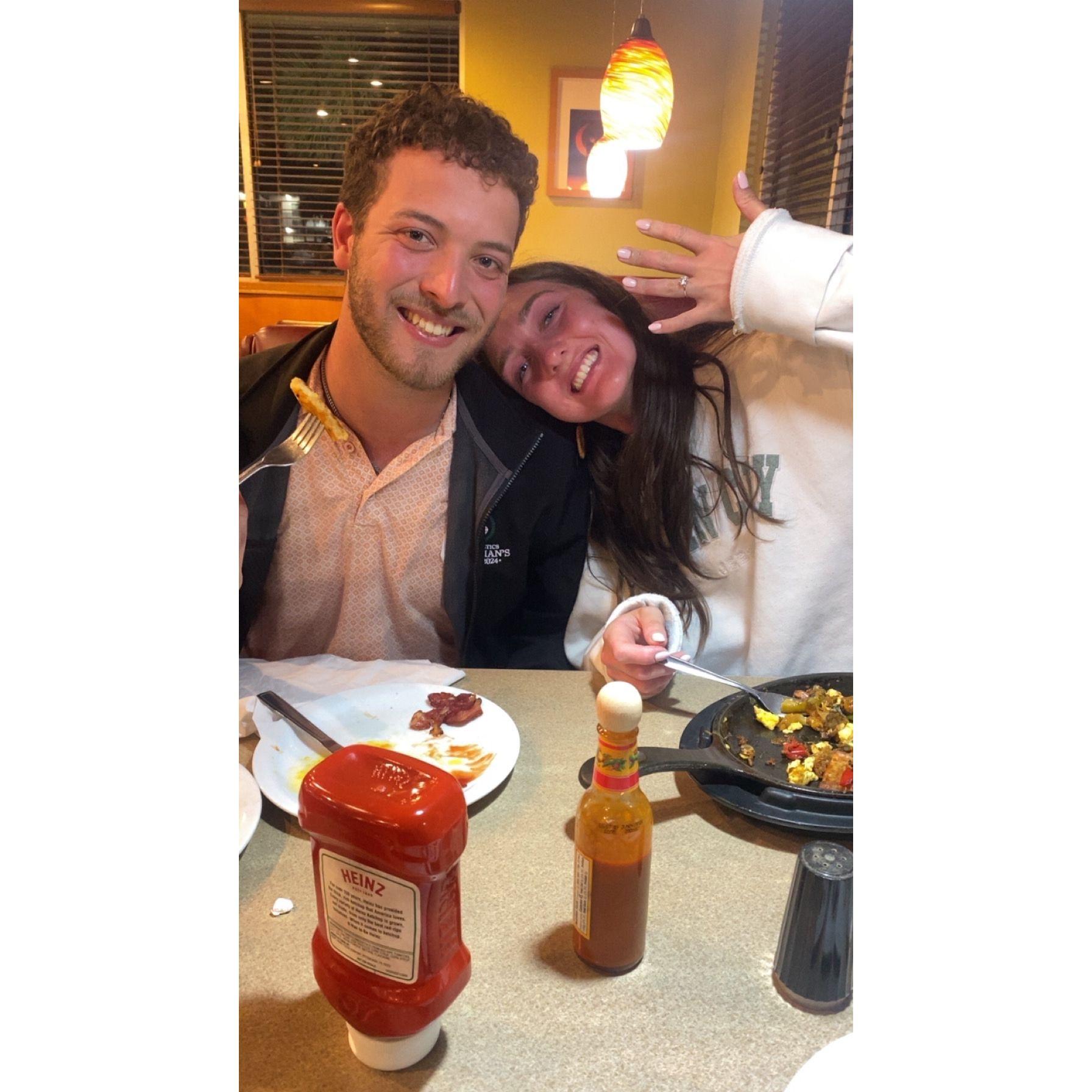 at Denny's in Florida AS FIANCES!!! :)