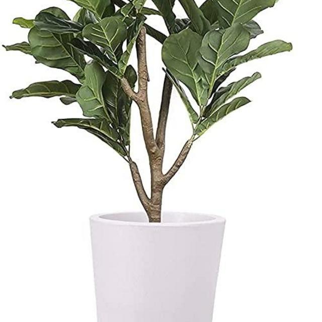 Elly Décor 24 inch Garden Planter Pot with Drainage, Tall Modern , Lightweight & Extremely Durable | for Patio Deck Indoor Outdoor Tree | 24" x 11" White