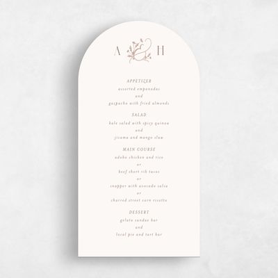 Beige Arch Wedding Menu - Olmo