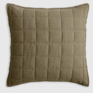 European Linen Quilted Euro Sham in Aloe