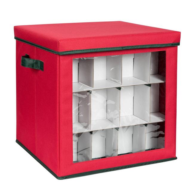 Honey-Can-Do Holiday Ornament Storage Large Red Cube