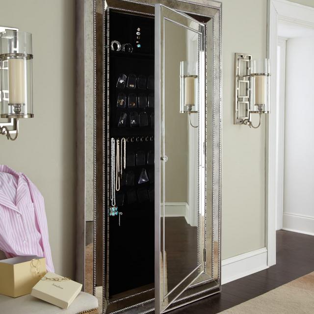 Glam Floor Mirror w/ Jewelry Armoire Storage 82"